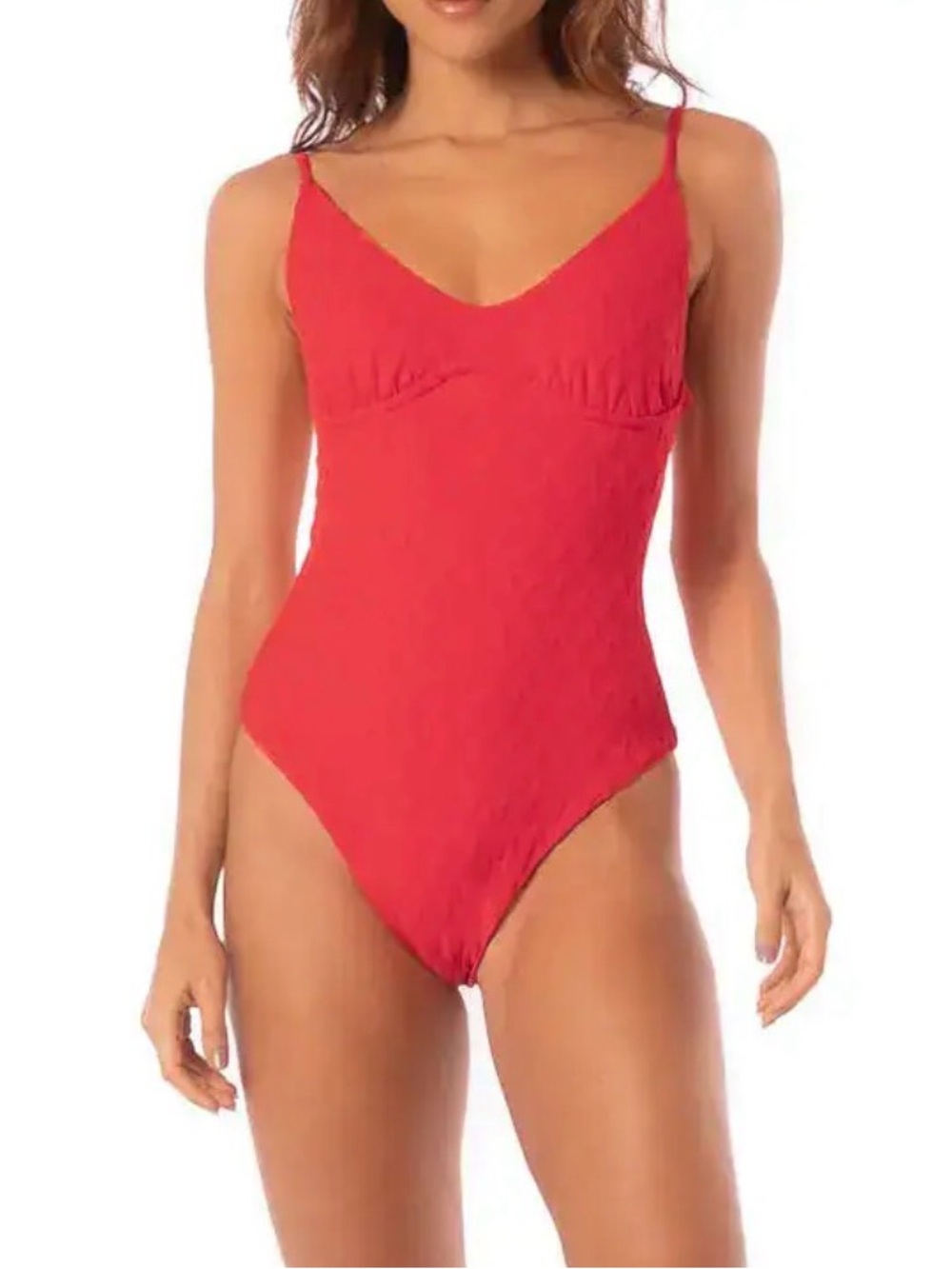 Maaji Bright Red Textured One-Piece Swimsuit with V-Neck reversible